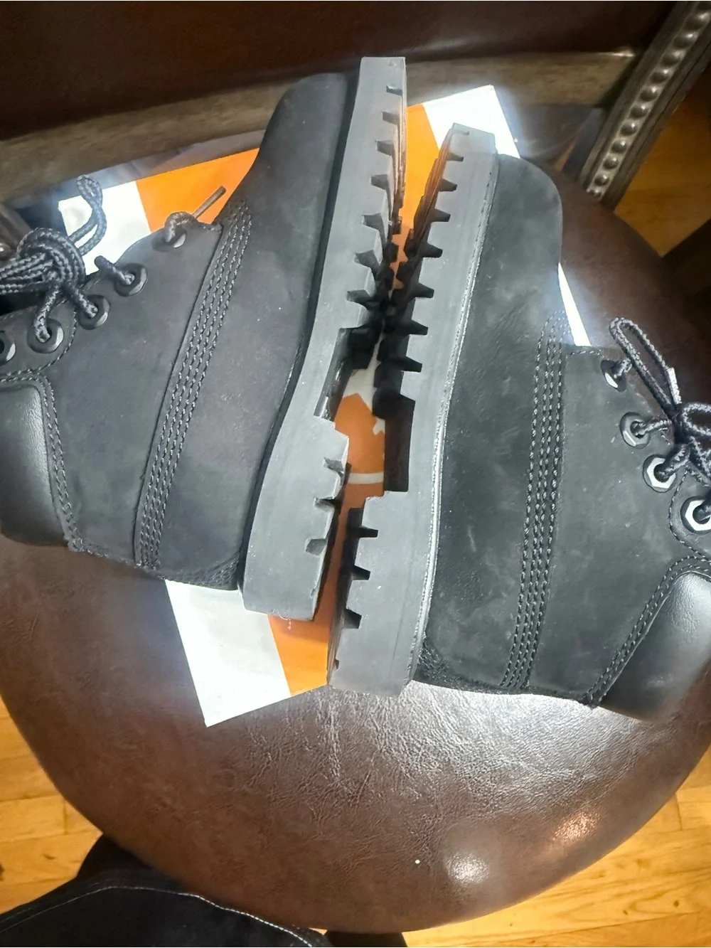 Timberland Kids Black Lace-Up Nubuck Boots